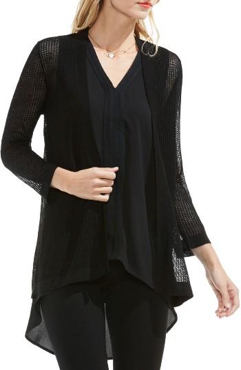 Women's Vince Camuto Linen Blend Pointelle Open Front Cardigan