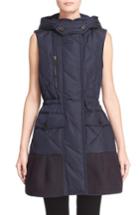 Women's Moncler 'eles' Water Resistant Quilted Hooded Down Vest - Blue