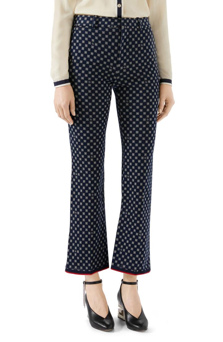 Women's Gucci G-frames Jersey Bootcut Pants Us / 46 It - Blue