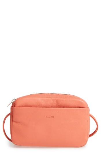 Baggu 'mini' Pebbled Leather Crossbody - Coral