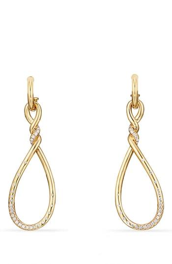 Women's David Yurman Continuance Large Drop Earrings With Diamonds In 18k Gold