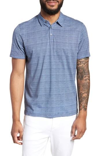 Men's Zachary Prell Cedar Regular Fit Grid Print Polo - Blue