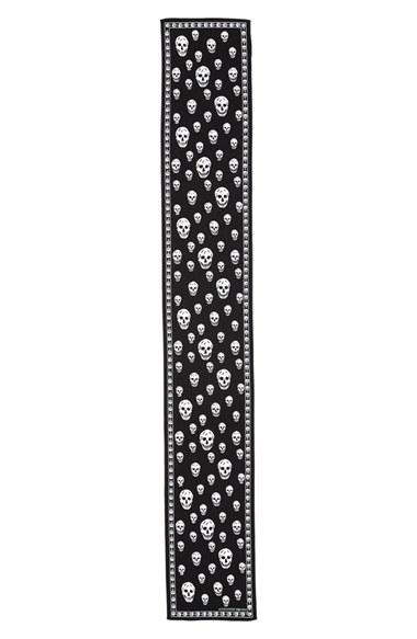 Women's Alexander Mcqueen Skull Print Silk Crepe Scarf, Size - Black