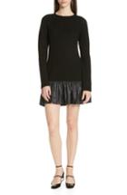 Women's Red Valentino Ruffle Hem Drop Waist Wool Dress, Size - Black