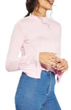 Women's Topshop Ruffle Neck Trumpet Top Us (fits Like 0) - Pink