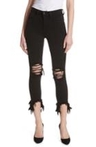 Women's L'agence Highline High Waist Fray Hem Skinny Jeans - Black