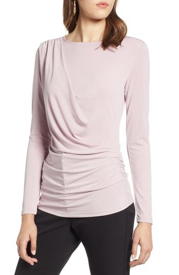Women's Halogen Drape Front Jersey Top, Size - Purple