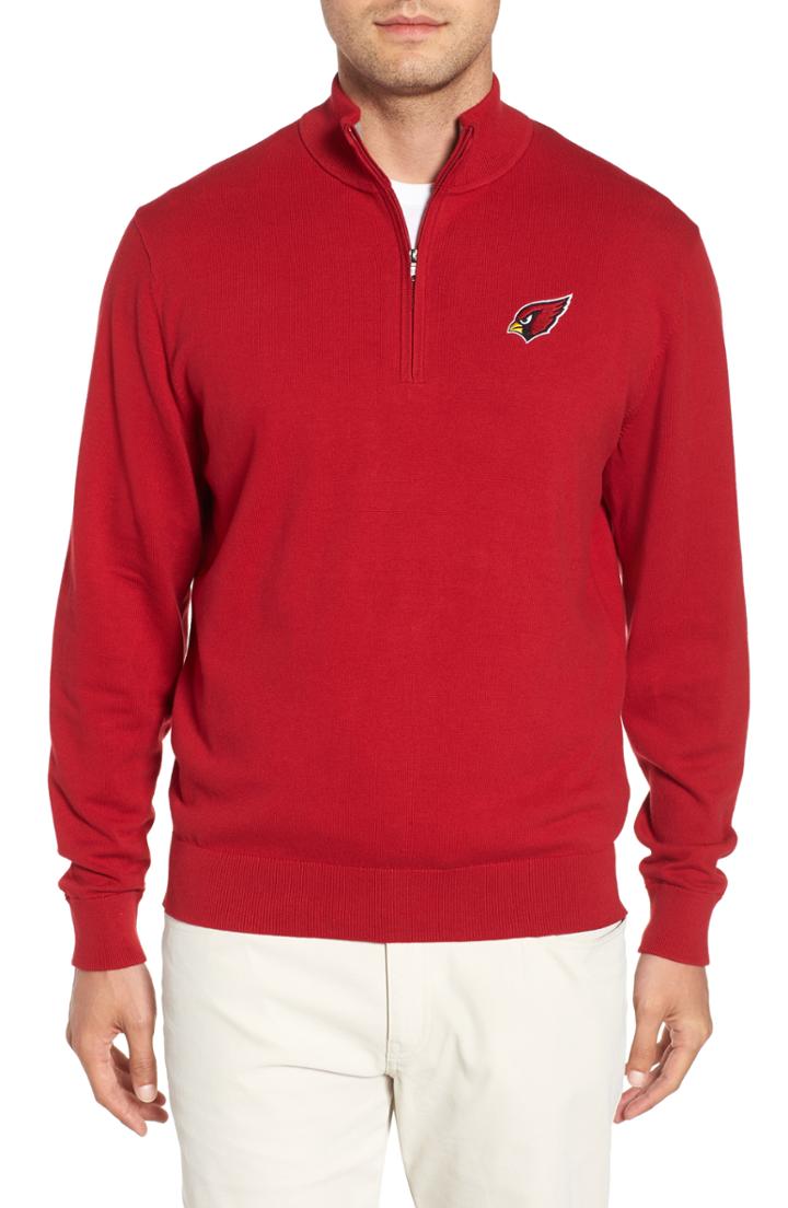 Men's Cutter & Buck Arizona Cardinals - Lakemont Regular Fit Quarter Zip Sweater, Size - Red