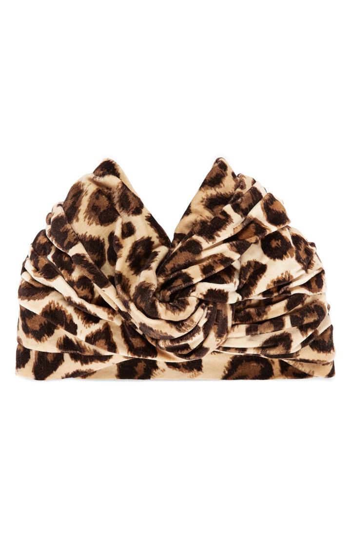 Gucci Lucileo Leopard Velvet Turban Headband