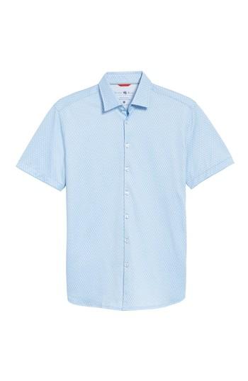 Men's Stone Rose Contemporary Fit Geo Tech Sport Shirt (l) - Blue