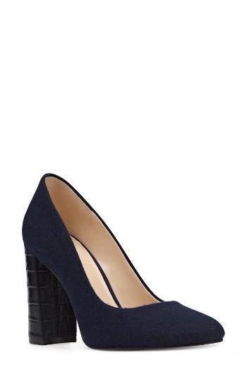 Women's Nine West Denton Block Heel Pump M - Blue