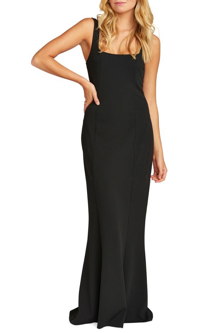 Women's Show Me Your Mumu Belinda Square Neck Stretch Crepe Gown - Black