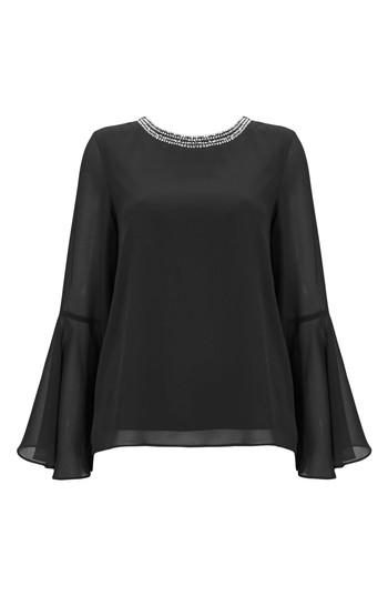 Women's Wallis Embellished Neck Top Us / 8 Uk - Black