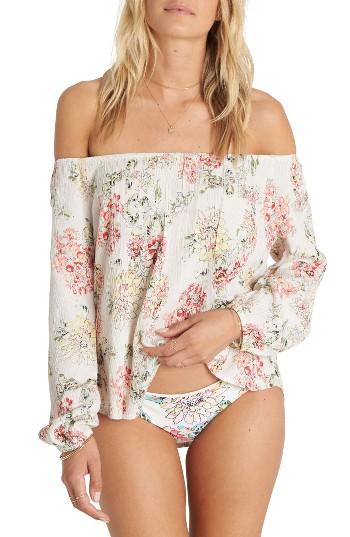 Women's Billabong Mi Amore Print Off The Shoulder Top - Ivory