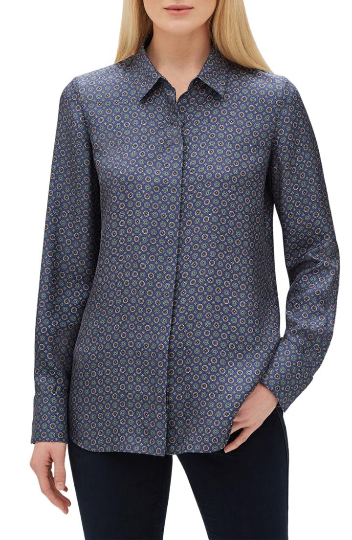Women's Lafayette 148 New York Scottie Silk Foulard Blouse