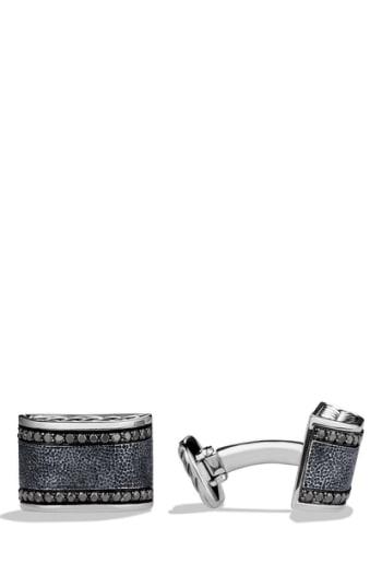 Men's David Yurman 'chevron' Cuff Links With Black Diamonds