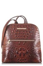 Brahmin Felicity Croc Embossed Leather Backpack - Blue/green