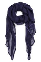 Women's Nordstrom Satin Border Silk Chiffon Scarf, Size - Blue