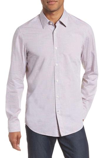 Men's Boss Lukas Trim Fit Space Dyed Sport Shirt - Red