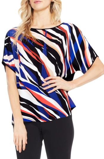 Women's Vince Camuto Zebra Stripe Dolman Sleeve Blouse - Black