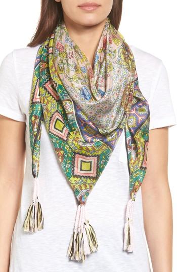 Women's Johnny Was Indianio Silk Square Scarf, Size - Yellow