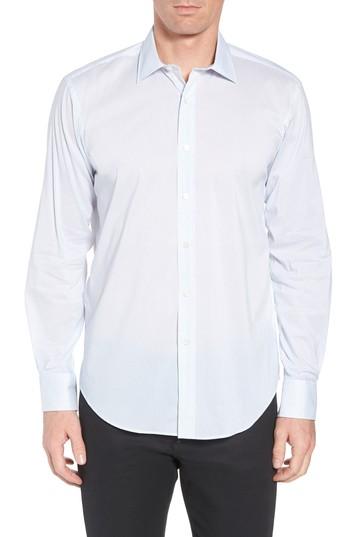 Men's Bugatchi Shaped Fit Print Performance Sport Shirt - White