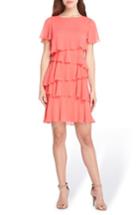 Women's Tahari Yoryu Chiffon Ruffle Dress - Coral