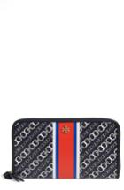 Women's Tory Burch Gemini Link Coated Canvas Continental Wallet - Blue