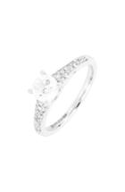 Women's Bony Levy Pave Diamond & Cubic Zirconia Four Prong Solitaire Ring (nordstrom Exclusive)