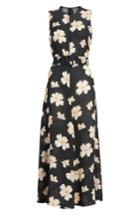 Women's Joseph Arka Winterfloral Belted Midi Dress Us / 36 Fr - Black