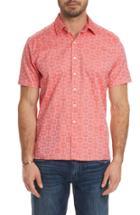 Men's Robert Graham Cullen Squared Regular Fit Short Sleeve Sport Shirt, Size - Coral