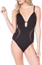 Women's Kenneth Cole New York Solid Push-up One-piece Swimsuit - Black