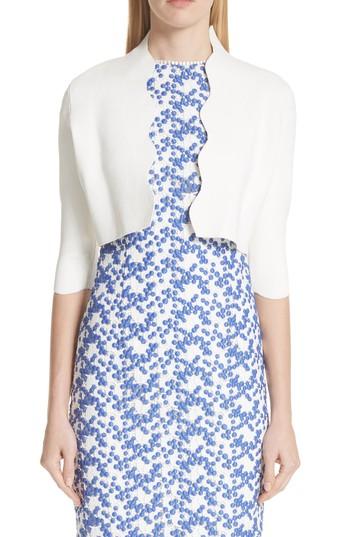 Women's Lela Rose Scallop Trim Knit Bolero - White
