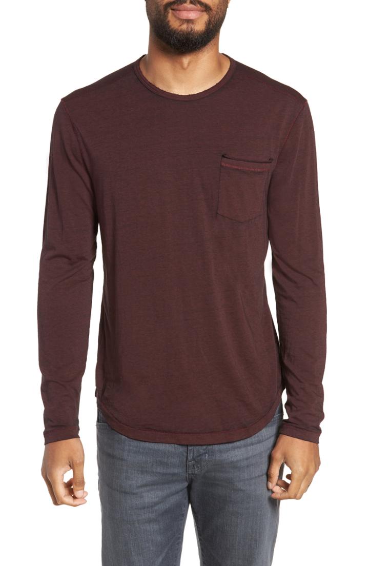 Men's John Varvatos Star Usa Burnout Long Sleeve T-shirt, Size - Burgundy