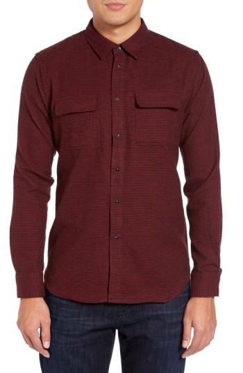 Men's Slate & Stone Parker Slim Fit Houndstooth Flannel Shirt - Red
