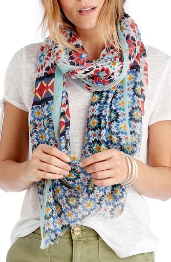 Women's Sole Society Mixed Tile Print Scarf, Size - Blue