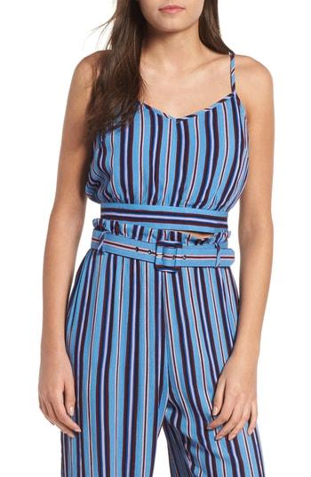 Women's Band Of Gypsies Lily Stripe Tie Back Crop Top - Purple
