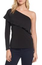 Women's Michael Michael Kors Pleat Ruffle One-shoulder Top - Black