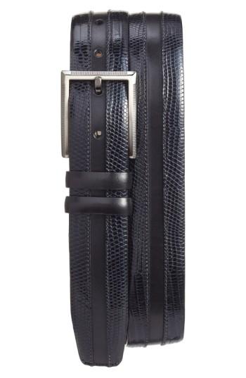 Men's Mezlan Lizard Leather Belt - Black