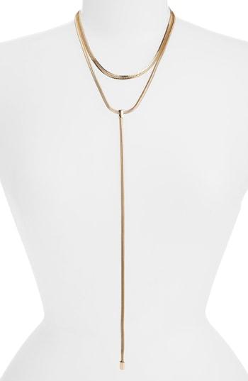 Women's Something Navy 2-in-1 Snake Chain Lariat Necklace (nordstrom Exclusive)