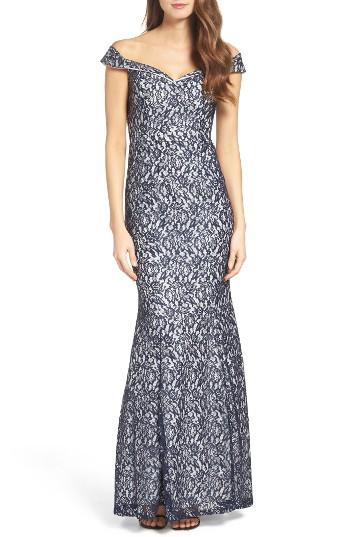 Women's Sequin Hearts Off The Shoulder Lace Mermaid Gown