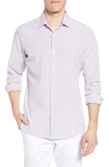 Men's Mizzen+main Henry Slim Fit Check Performance Sport Shirt - Red