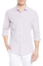 Men's Mizzen+main Henry Slim Fit Check Performance Sport Shirt - Red