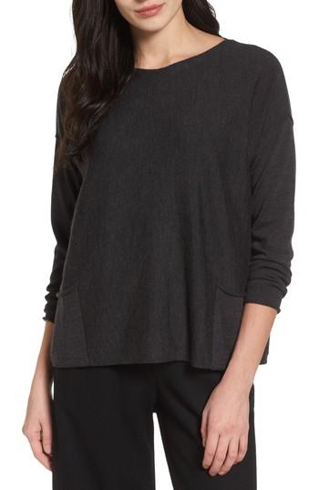 Women's Eileen Fisher Bateau Neck Merino Boxy Top, Size - Grey