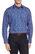 Men's Tailorbyrd Bryceland Regular Fit Print Sport Shirt, Size - Blue