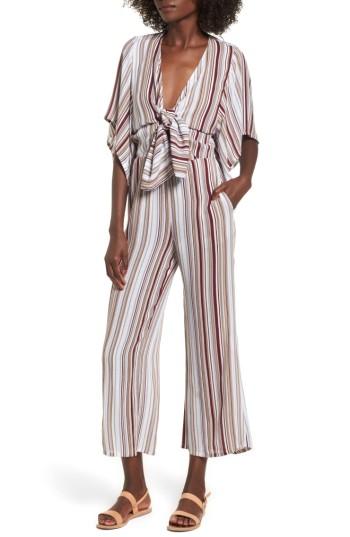 Women's Faithfull The Brand Tilos Stripe Knotted Jumpsuit - White