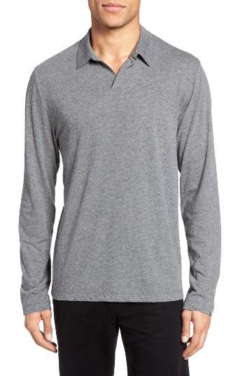 Men's James Perse Melange Jersey Long Sleeve Polo