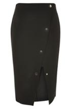 Women's Topshop Snap Midi Skirt Us (fits Like 2-4) - Black