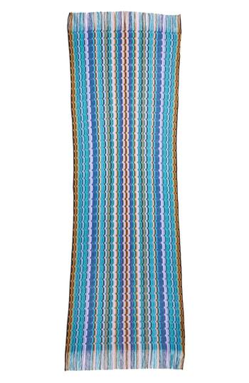 Women's Missoni Zigzag Knit Wool Scarf, Size - Blue