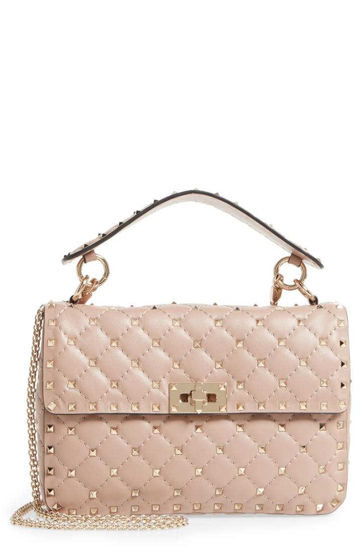 Valentino Garavani Medium Rockstud Matelasse Quilted Leather Crossbody Bag - Pink